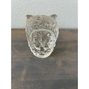 Pukeberg Sweden Art Glass Owl Paperweight Figurine Original Sticker